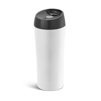 Mug de voyage personnalisable en inox et polypropylène - 470ml - blanc - INOXA