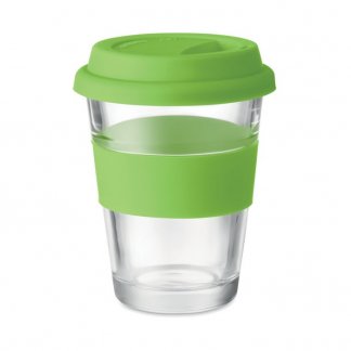 Mug publicitaire avec couvercle en verre - 350ml - Vert - ASTOGLASS