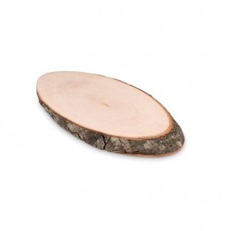 Planche à découper ovale publicitaire en bois avec écorce - ELLWOOD RUNDA