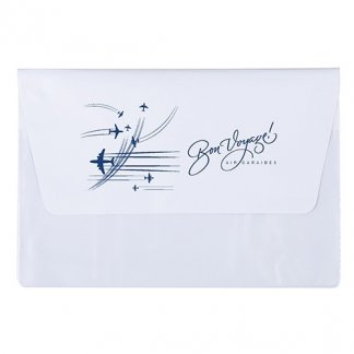 Pochette publicitaire A5 de voyage 2 poches en PVC - Blanc avec marquage 1 couleur