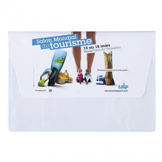 Pochette publicitaire A5 de voyage 2 poches en PVC - Blanc avec marquage quadri