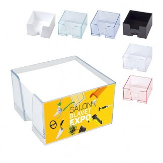 Porte-bloc note cube promotionnel en plastique polystyrène cristal - Toutes couleurs - CLASSIC