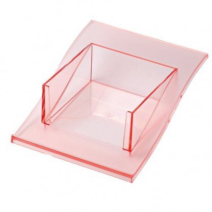 Porte Bloc Note Cube Publicitaire En Plastique Polystyrène Cristal Rouge Transparent VAGUE