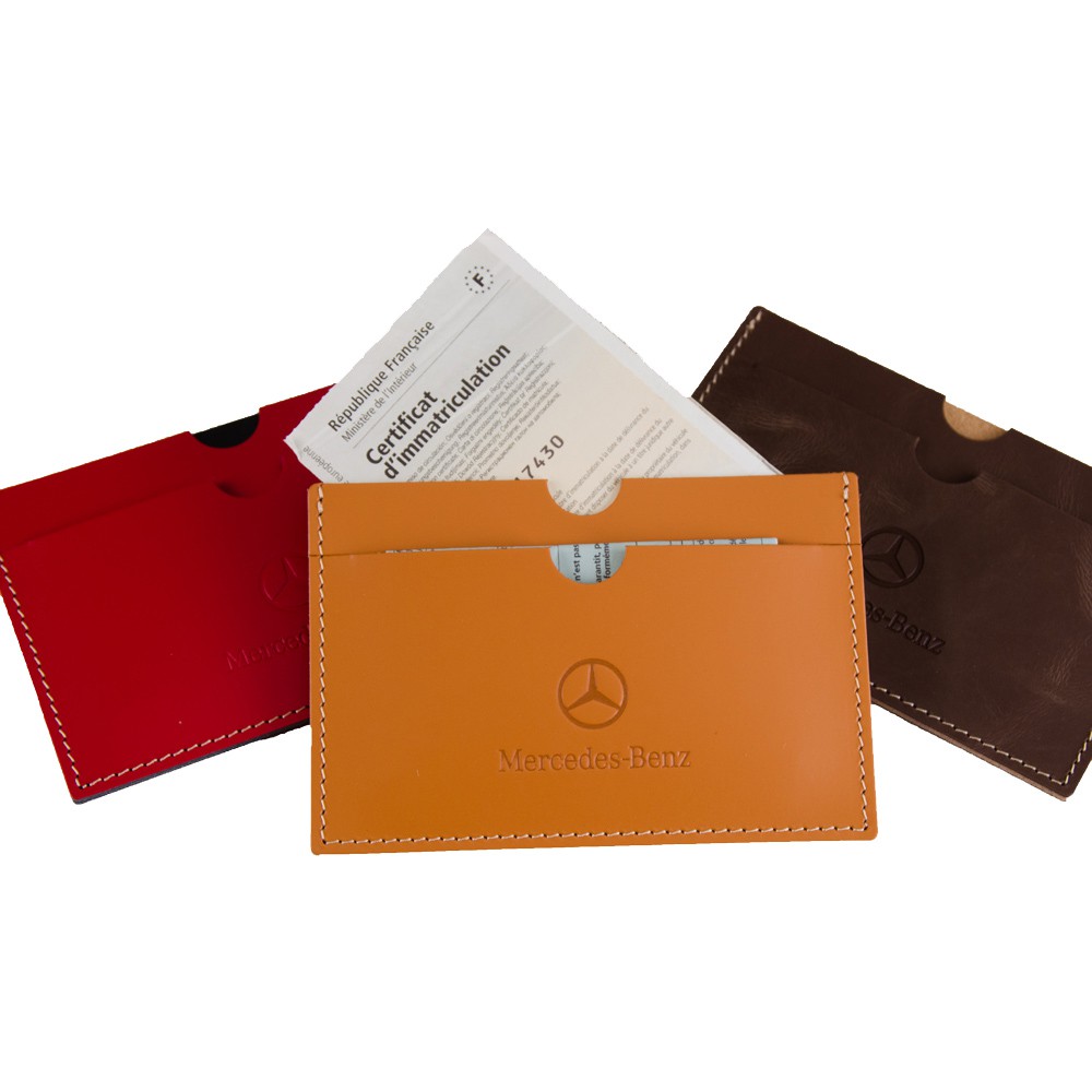 Porte carte grise étui en cuir pochette papier voiture