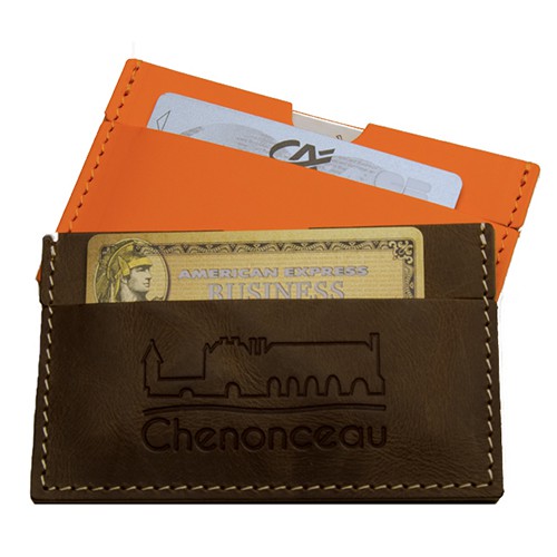 Porte-cartes personnalisé 2 poches en cuir recyclé - Made in