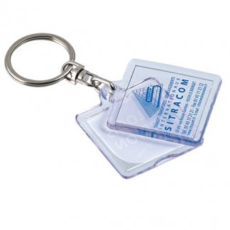 Porte-clés étiquette démontable publicitaire en plastique SAN - Ouvert