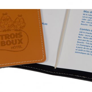 Porte menu personnalisable en cuir recyclé - Zoom
