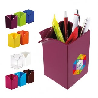Pot à crayons promotionnel en plastique polystyrène cristal - Toutes couleurs - BEC BOX
