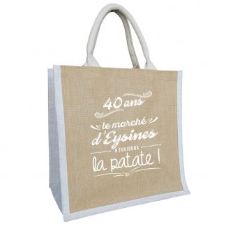 Sac cabas personnalisable normes alimentaires en toile de jute - 30x30x19cm - Bi-couleur - MUMBAI