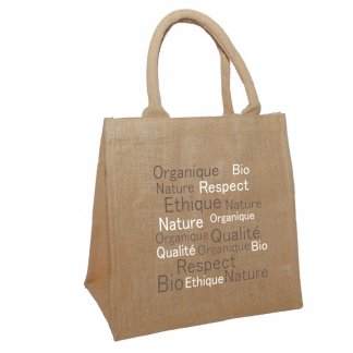 Sac cabas personnalisé normes alimentaires en toile de jute - 30x30x19cm - Naturel - MUMBAI