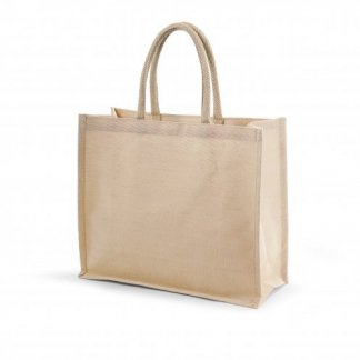 Sac cabas publicitaire en jute et coton - 30x42x18,5cm - debout - KABA