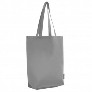 Sac shopping avec fond promotionnel en coton biologique - 140g - 38x42x10cm - Gris - BIOSHOP