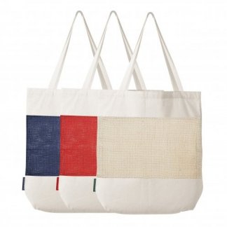 Sac shopping filet personnalisé en coton et coton recyclé - 180g - 38x42x10cm - 3 couleurs - MARCEL