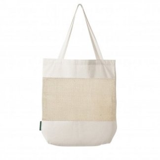 Sac shopping filet publicitaire en coton et coton recyclé - 180g - 38x42x10cm - naturel - MARCEL