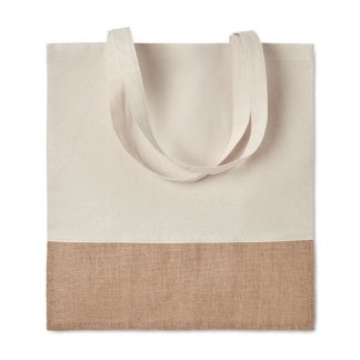 Sac shopping personnalisable en coton et toile de jute - 160g - 38x41cm - plat - INDIA TOTE