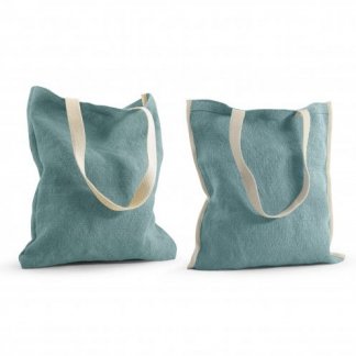 Sac shopping personnalisé en toile de jute - 37x42cm - bleu ciel - TOPDAY