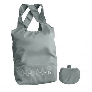 Sac shopping pliable promotionnel en bouteilles plastiques recyclées - Gris - INZE POCKET