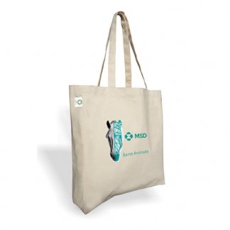 Sac shopping promotionnel avec soufflet en coton biologique - 160g - 38x42x10cm - Avec marquage - BANDA