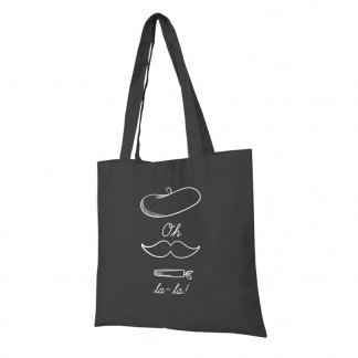 Sac shopping promotionnel en coton naturel - 130g - 38x42cm - Noir - KANPUR