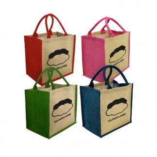 Sac shopping promotionnel en toile de jute - 30x30x20cm - Couleurs - BRIGHTON