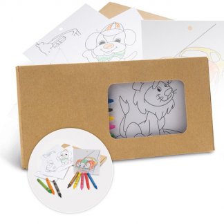Set coloriage à la cire dans étui carton publicitaire