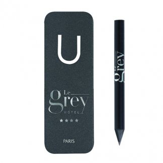 Set crayon et marque-page certifié publicitaire - 8,7cm - Noir - KIT MARQUE-PAGE