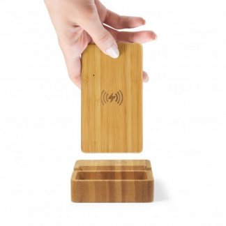 Station de chargement et vide-poche personnalisable en bambou - fonction - STAND UP