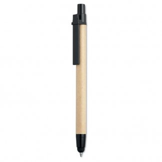 Stylet / Stylo 2 en 1 publicitaire en papier recyclé - Noir - RECYTOUCH