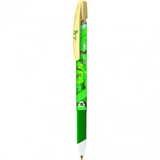 Stylo bic publicitaire en plastique recyclé - beige quadri - BIC MEDIA CLIC GRIP