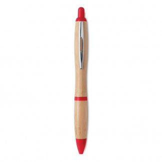 Stylo bille en bambou personnalisable - rouge - RIO BAMBOO