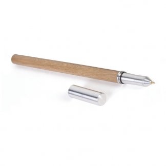 Stylo bille en bois personnalisable et aluminium - ouvert argent - LE STYLO FRANCAIS