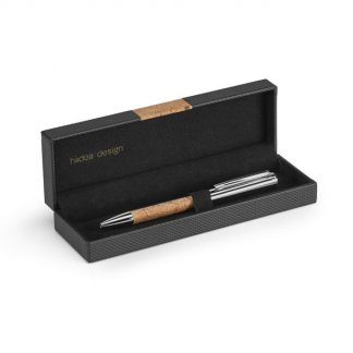 Stylo bille en liège et métal dans coffret cadeau publicitaire - Ouvert - CORK