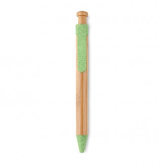 Stylo bille en paille de blé et bambou personnalisé - vert - TOYAMA