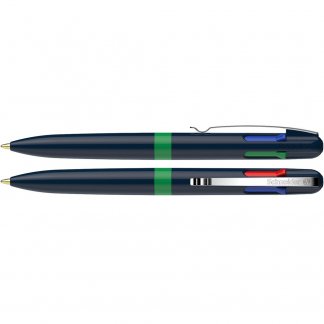 Stylo bille personnalisable 4 couleurs en plastique recyclé - bleu et vert - TAKE4