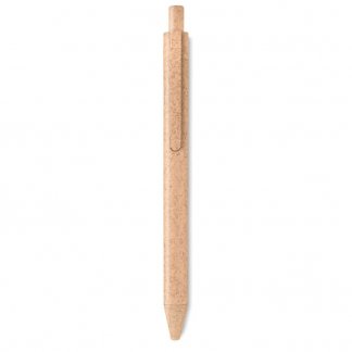 Stylo bille personnalisable en paille de blé et polypropylène - orange - PECAS