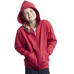 Sweatshirt avec zip enfant publicitaire à capuche en coton biologique - rouge - HOODIE ZIP KIDS
