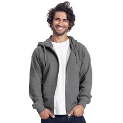Sweatshirt avec zip publicitaire homme à capuche en coton biologique - gris anthracite - HOODIE ZIP MEN