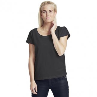 T-shirt femme ample publicitaire en coton biologique - manches courtes - noir - LOOSE FIT LADIES