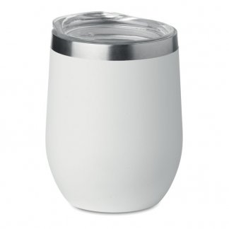 Verre personnalisé double paroi en acier inoxydable avec couvercle - 350ml - blanc - CHIN CHIN