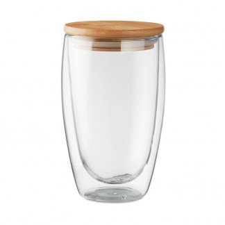Verre promotionnel double paroi 450ml avec couvercle - TIRANA LARGE