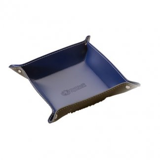 Vide-poches publicitaire en cuir recyclé - bleu - VIDE POCHE