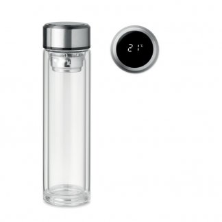 Bouteille Personnalisable Avec Infuseur à Thé Et Thermomètre En Verre 390ml POLE GLASS