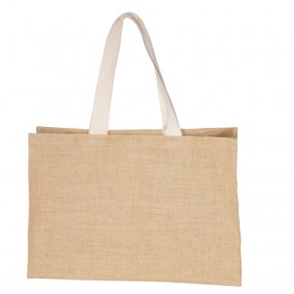 Sac Cabas Publicitaire En Toile De Jute Amidonnée 50x35x21cm KOLLAM Anses Coton Clair