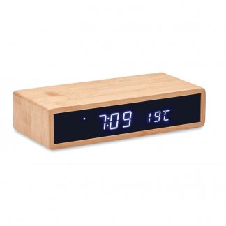 Chargeur Sans Fil Avec Horloge Et Réveil LED En Bambou MURU