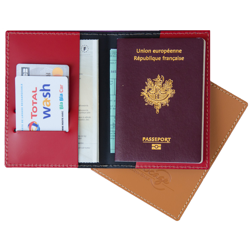 Etui universel passeport et carte grise - Avec logo - Made in France -  UNICARTE - Vertlapub