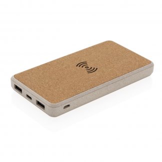 Powerbank Personnalisable Avec Induction En Liège Et Paille De Blé 8000mAh ECOPOWER