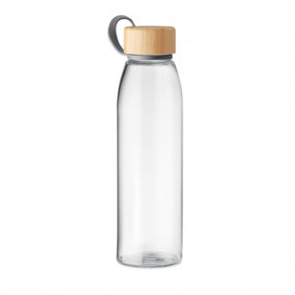 Bouteille publicitaire en verre et bambou - 500ml - FJORD WHITE