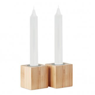 Duo de bougies et supports publicitaires bambou - PYRAMIDE