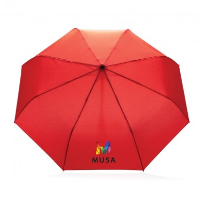 Parapluie Automatique 21 Pouces En PET Recyclé Rouge Logo