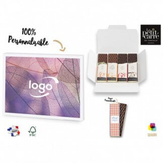 Carte personnalisable Avec 4 Barres De Chocolat 4x10g LE PETIT CARRE